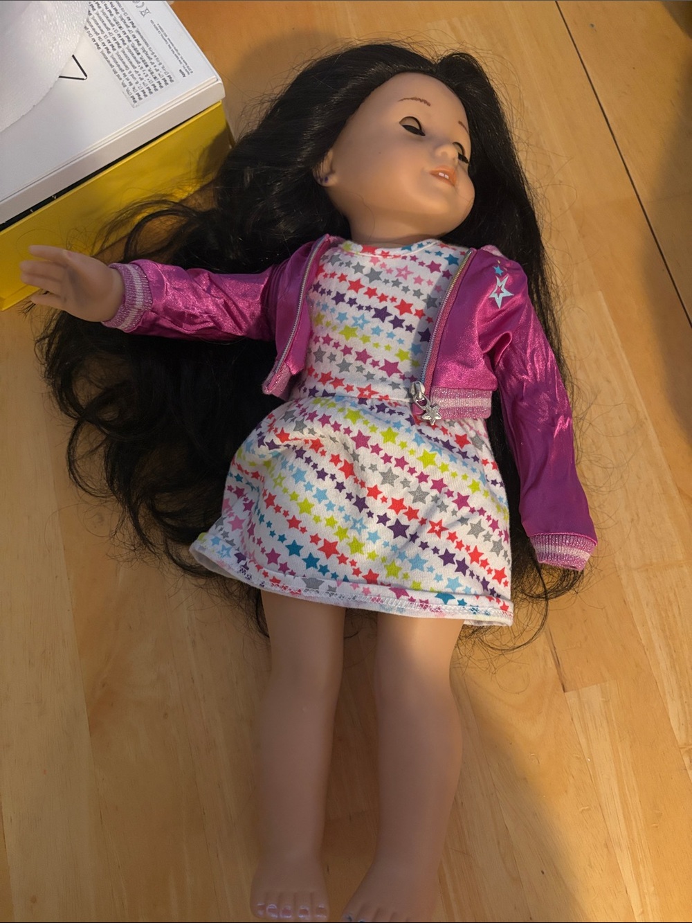 Girls Pink Jacket Doll Outfit with Star Print Dress